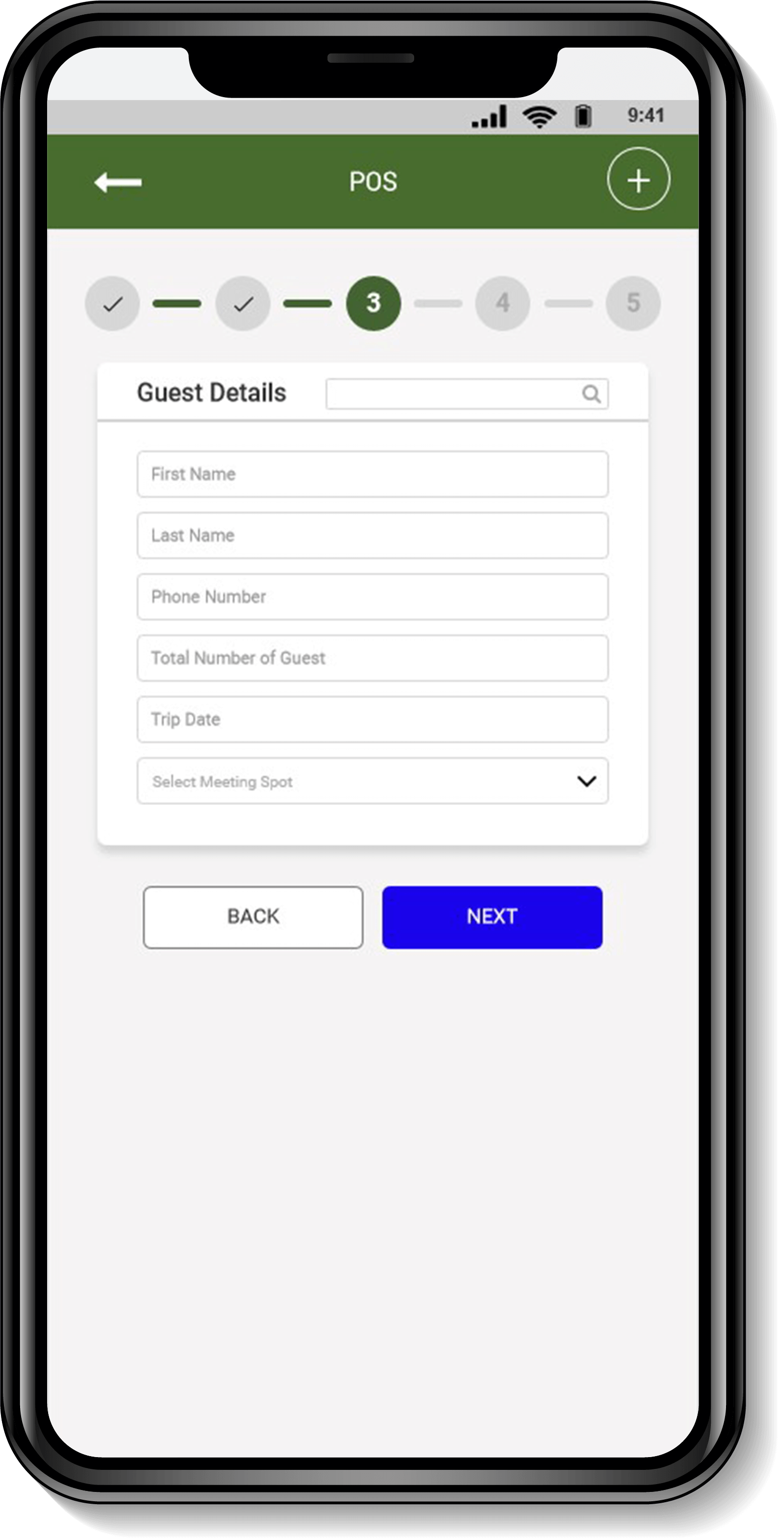 Point of Sale - Guest Details